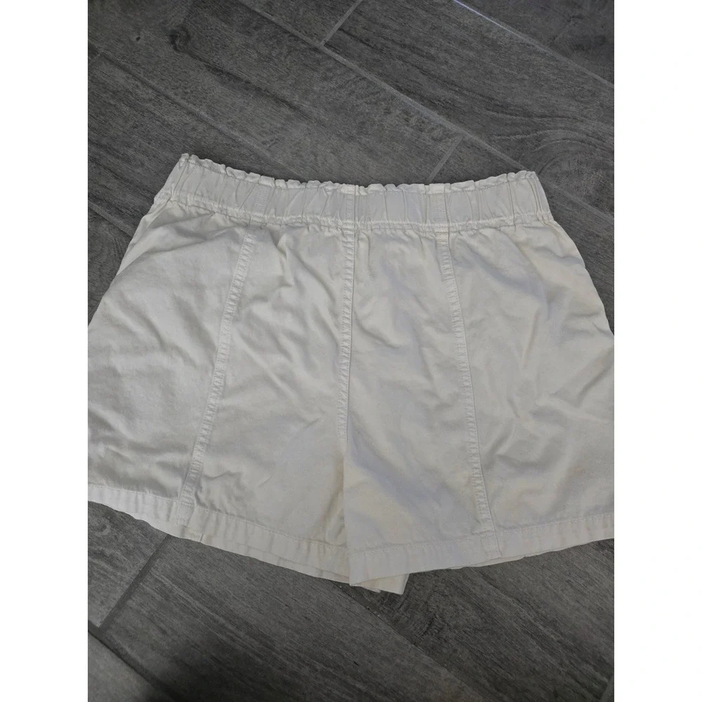 Madewell Women Cream Cotton Viscose Pull On Elastic Paper Bag Waist Shorts 30‎